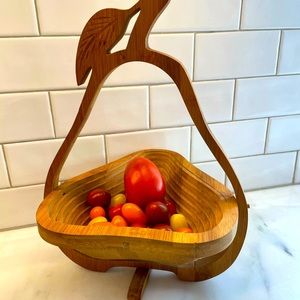 Collapsible Carved wood fruit basket